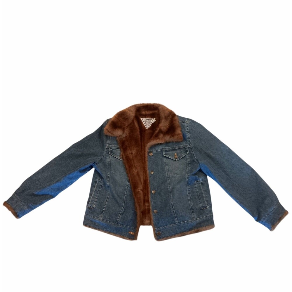 VTG Denim Jacket With Faux Fur Collar And Cuffs By Marvin Richards Women’s Large